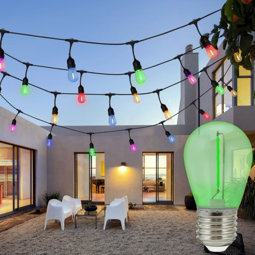 SET 2x LED-lampa PARTY E27/0,3W/36V grön