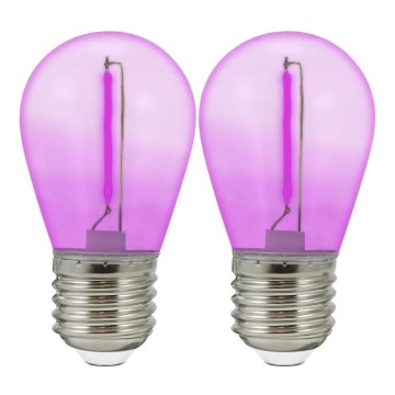 SET 2x LED-lampa PARTY E27/0,3W/36V lila