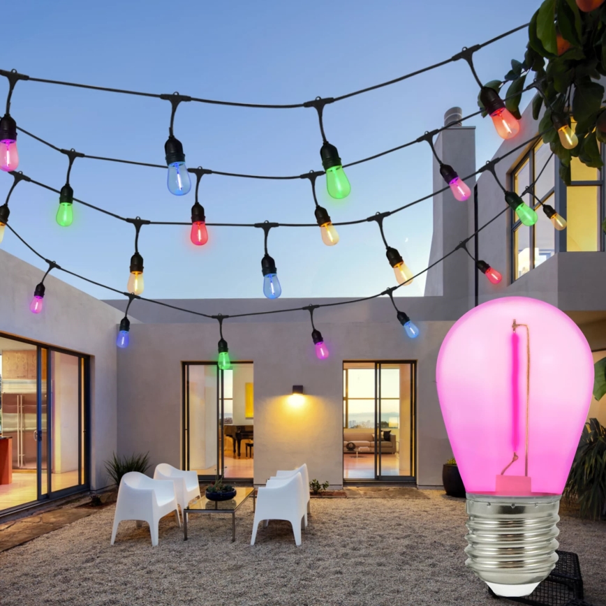 SET 2x LED-lampa PARTY E27/0,3W/36V lila