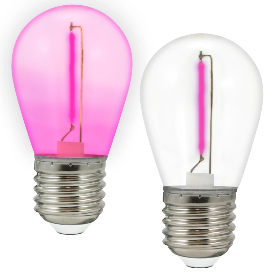SET 2x LED-lampa PARTY E27/0,3W/36V lila
