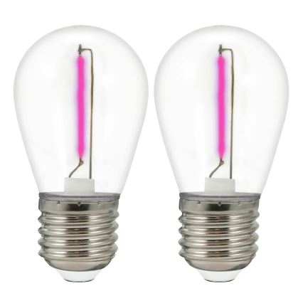 SET 2x LED-lampa PARTY E27/0,3W/36V lila