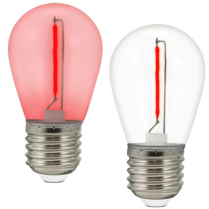 SET 2x LED-lampa PARTY E27/0,3W/36V röd
