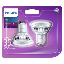 SET 2x LED-lampor Philips GU10/3,5W/230V 2700K