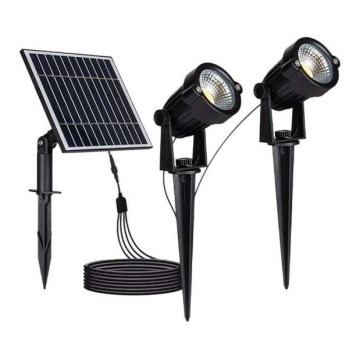 SET 2x LED Utomhus solarlampa 2xLED/1,2W/3,7V IP65 3000K 4000 mAh
