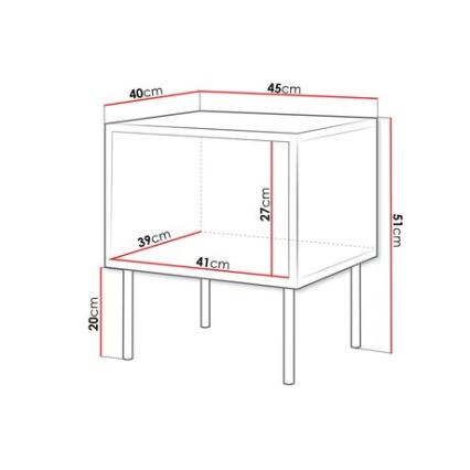 SET 2x Nattduksbord CORTINA 51x45 cm svart