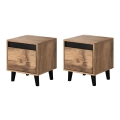 SET 2x Nattduksbord NORD 45x40 cm ek wotan/antracit