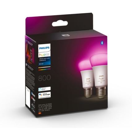 SET 2x LED-dimbara glödlampor Philips Hue White And Color Ambiance A60 E27/6,5W/230V 2000-6500K