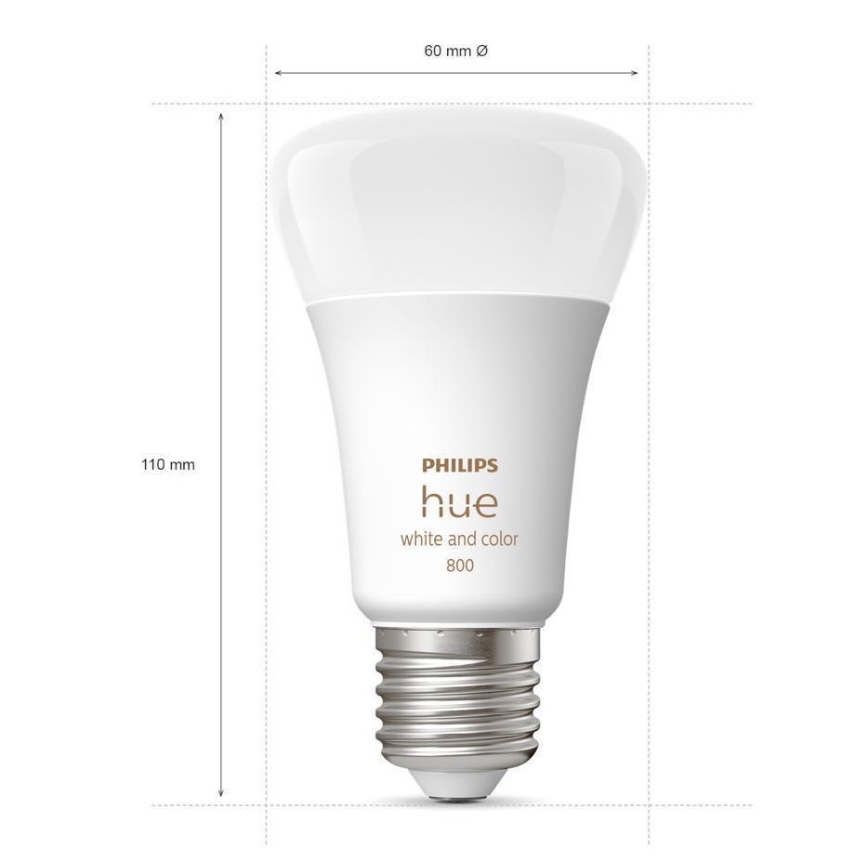 SET 2x LED-dimbara glödlampor Philips Hue White And Color Ambiance A60 E27/6,5W/230V 2000-6500K
