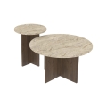 SET 2x soffbord PURO Ø 40/70 cm valnöt/travertin