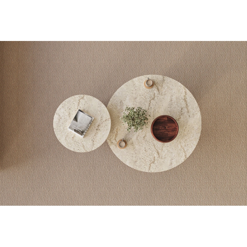 SET 2x soffbord PURO Ø 40/70 cm valnöt/travertin