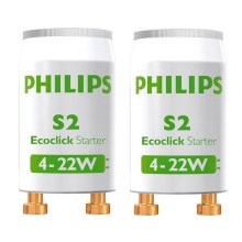 SET 2x Startmotor för fluorescerande glödlampor Philips S2 4-22W