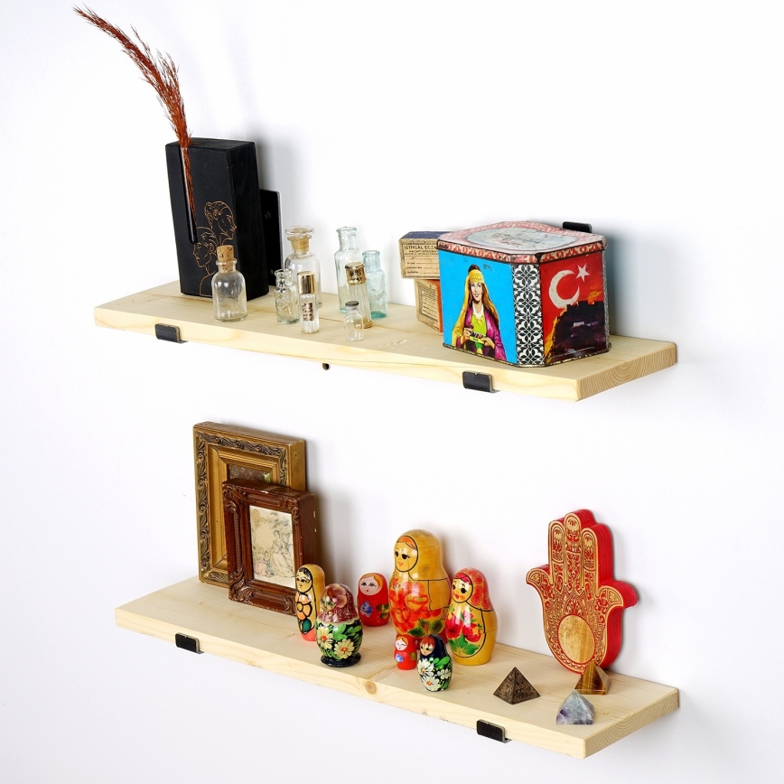 SET 2x Vägghylla 16x60 cm gran