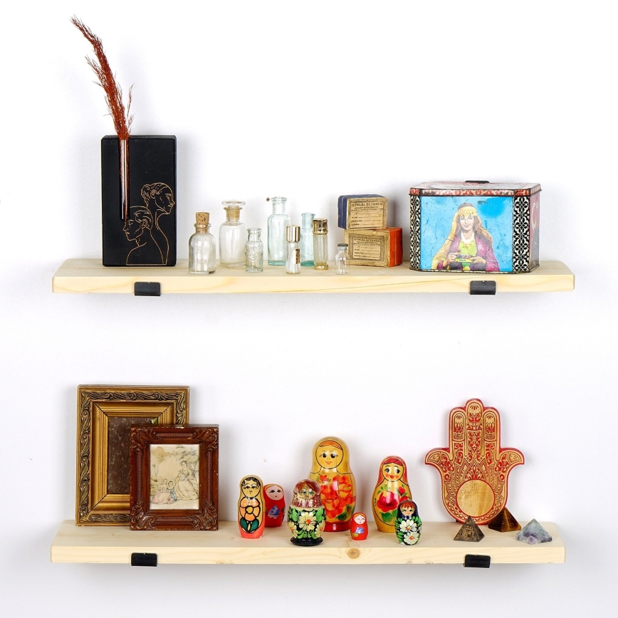 SET 2x Vägghylla 16x60 cm gran