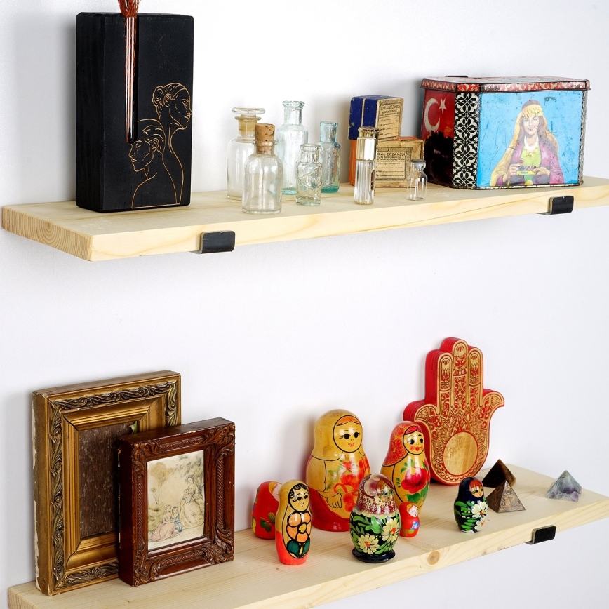 SET 2x Vägghylla 16x60 cm gran