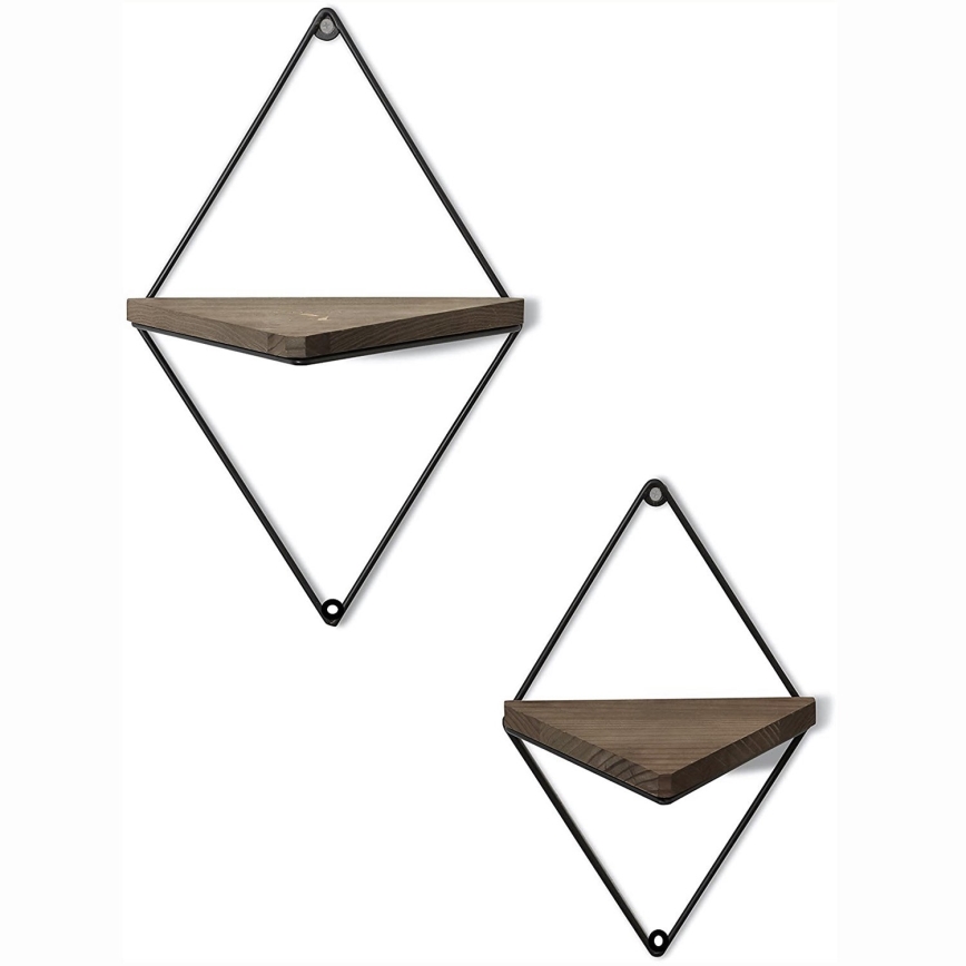 SET 2x Vägghylla gran