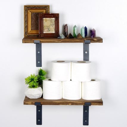 SET 2x Vägghylla gran