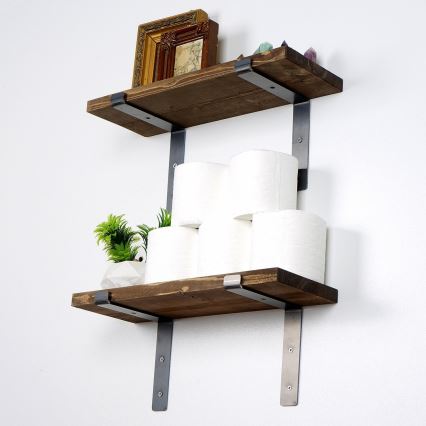 SET 2x Vägghylla gran