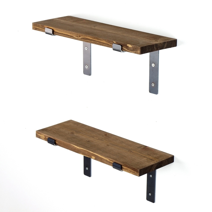 SET 2x Vägghylla gran