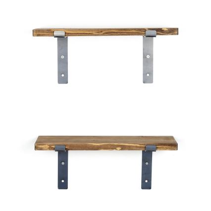 SET 2x Vägghylla gran