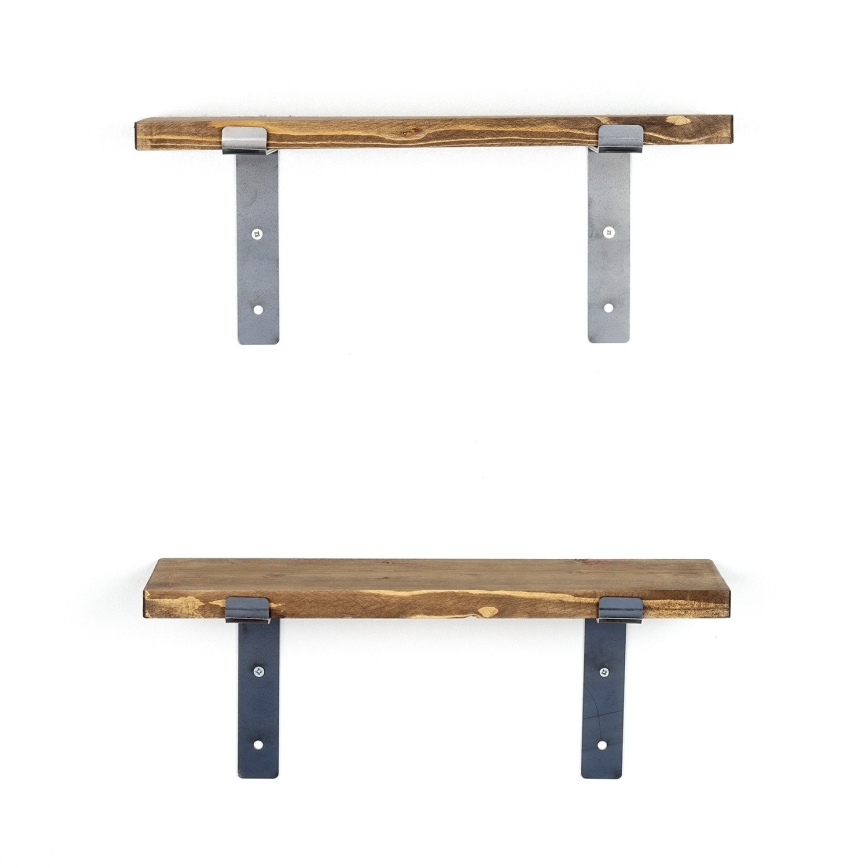 SET 2x Vägghylla gran