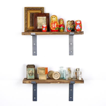 SET 2x Vägghylla gran