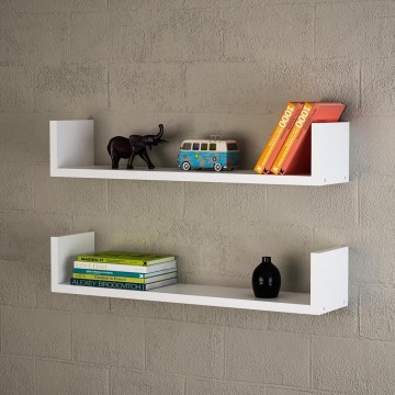 SET 2x vägghylla IRIS 14,5x63 cm vit