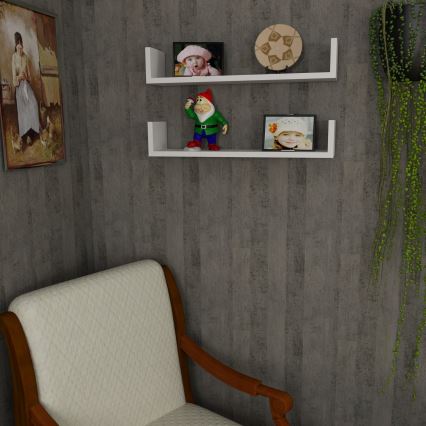 SET 2x vägghylla IRIS 14,5x63 cm vit