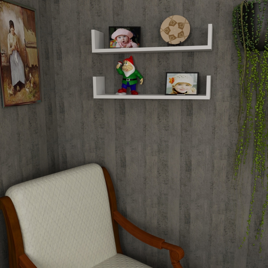 SET 2x vägghylla IRIS 14,5x63 cm vit