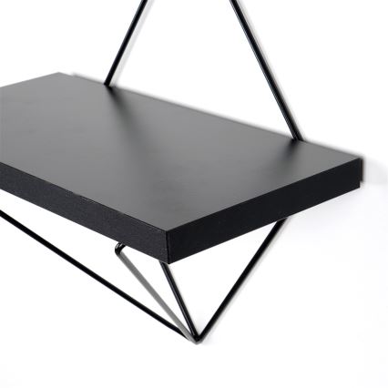 SET 2x Väggmonterad hylla svart