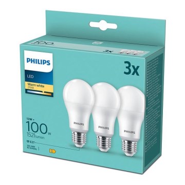 SET 3x LED-lampa Philips A60 E27/13W/230V 2700K