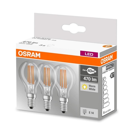 SET 3x LED-lampor VINTAGE P40 E14/4W/230V 2700K - Osram