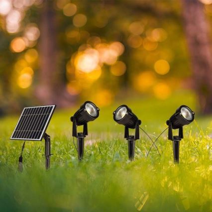 SET 3x LED Utomhus solarlampa 3xLED/1,2W/3,7V IP65 3000K 4000 mAh