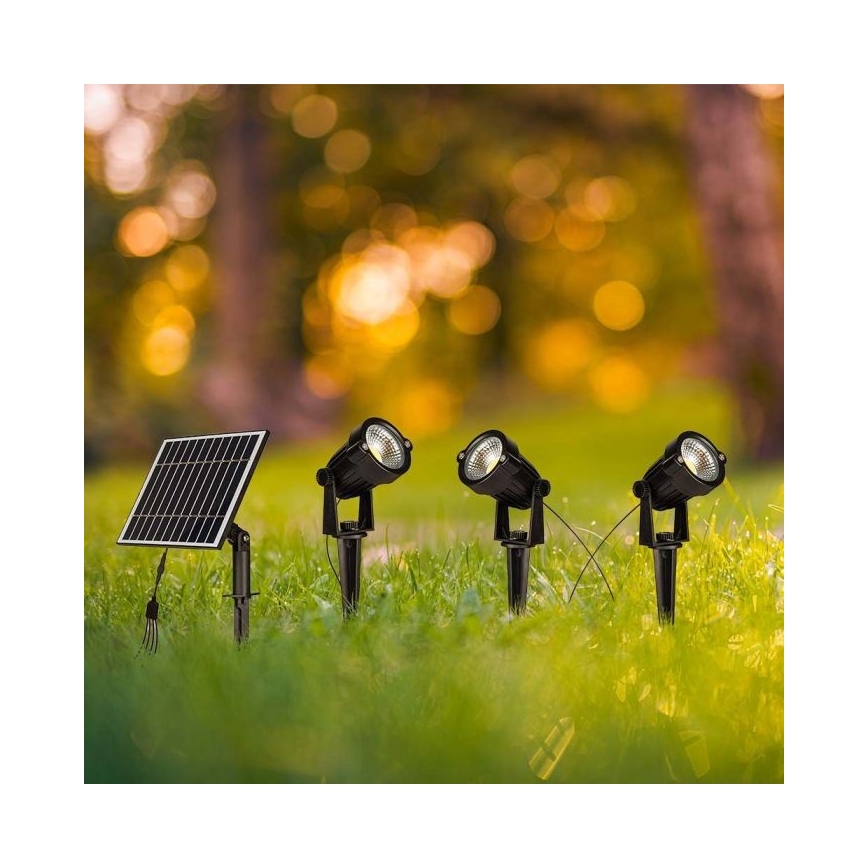 SET 3x LED Utomhus solarlampa 3xLED/1,2W/3,7V IP65 3000K 4000 mAh