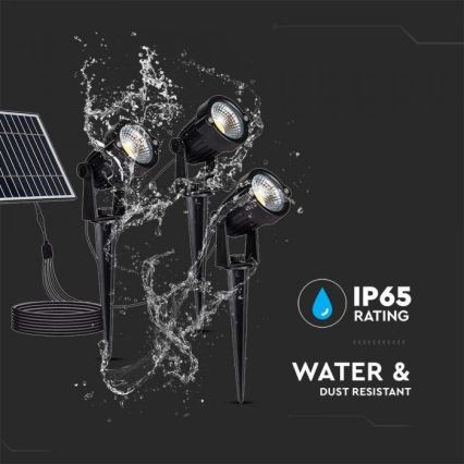 SET 3x LED Utomhus solarlampa 3xLED/1,2W/3,7V IP65 3000K 4000 mAh