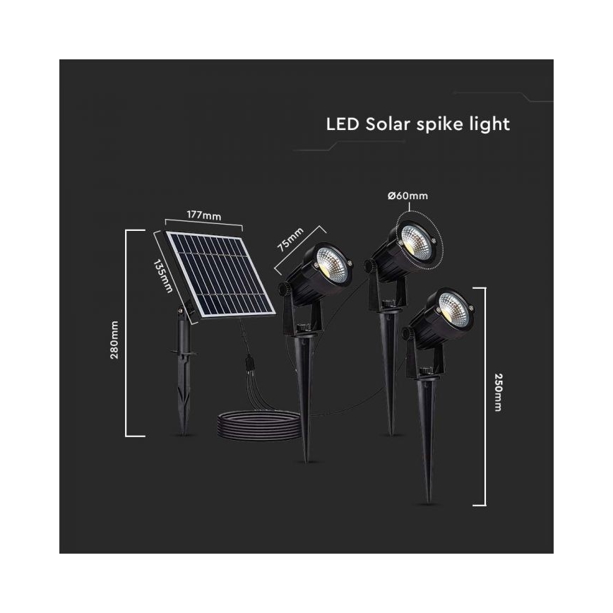 SET 3x LED Utomhus solarlampa 3xLED/1,2W/3,7V IP65 3000K 4000 mAh