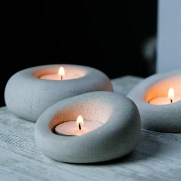 SET 3x Ljushållare för värmeljus 10 cm/9 cm/8 cm betong