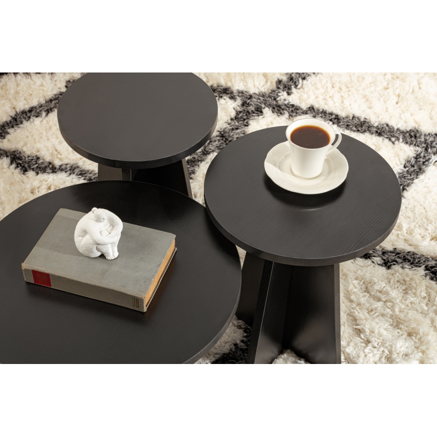SET OM 3x LUME sidobord Ø 28/33/43 cm svart