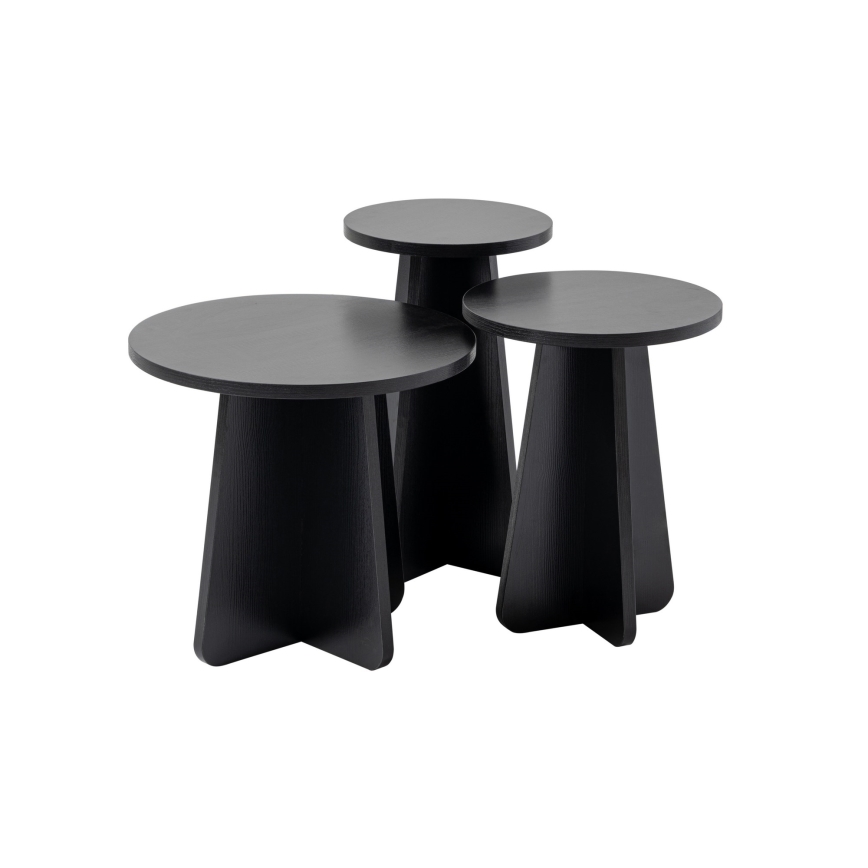 SET OM 3x LUME sidobord Ø 28/33/43 cm svart