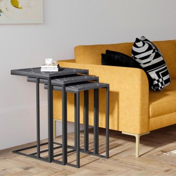 SET 3x Sidobord svart