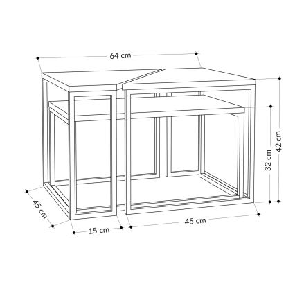 SET 3x Soffbord LADY vit/svart/gul