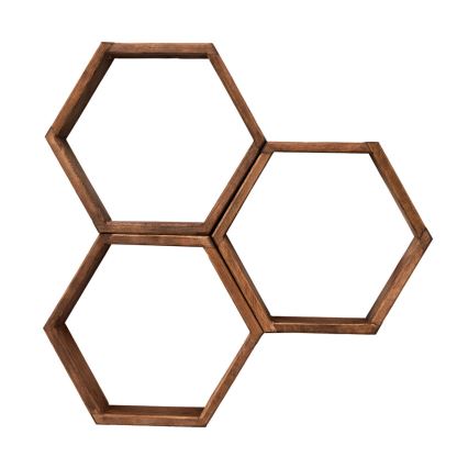 SET 3x Vägghylla ELFO 38x58 cm brun