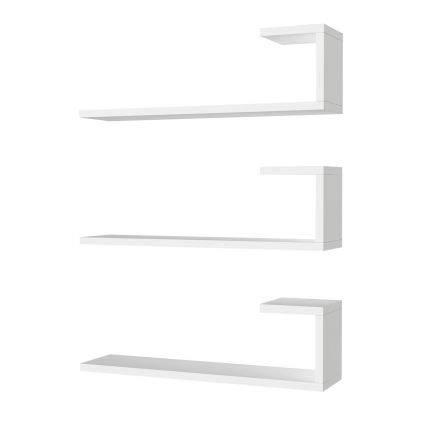 SET 3x Vägghylla EMILY 18x60 cm vit