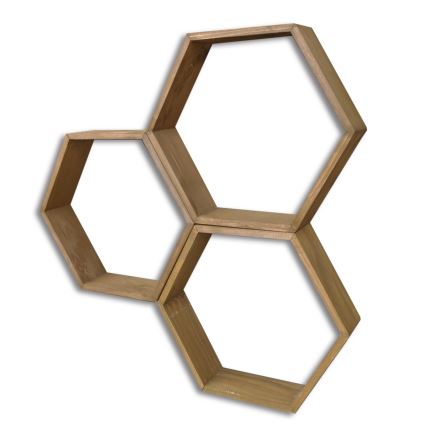 SET 3x Vägghylla gran brun