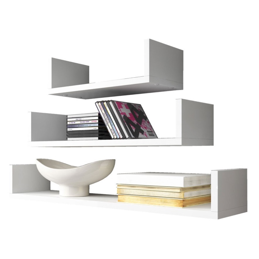 SET 3x Väggmonterad hylla TRIO vit