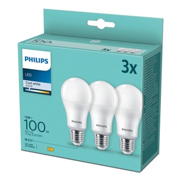 SET 3xLED-lampa Philips A60 E27/13W/230V 4000K