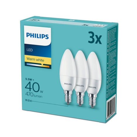 Set 3xLED-lampa Philips E14/5,5W/230V 2700K