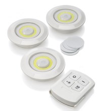 SET 3xLED touch belysning LED/3W/3xAAen Fjärrkontroll 