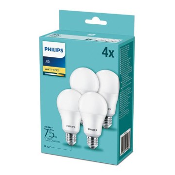 SET 4x LED-lampor Philips A60 E27/10,5W/230V 2700K