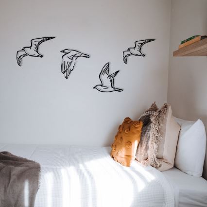 SET 4x Väggdekoration fåglar i metall