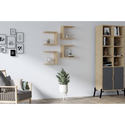 SET OM 4 Väggmonterade hyllor BASE brun